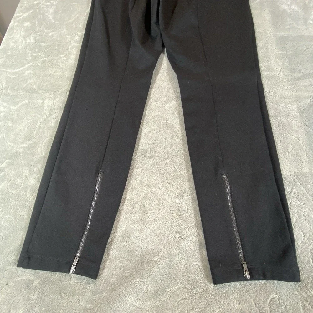 Eileen Fisher‎ Black Stretch Slim Pants Small Petite Zip Hem Rayon Blend Pull-On